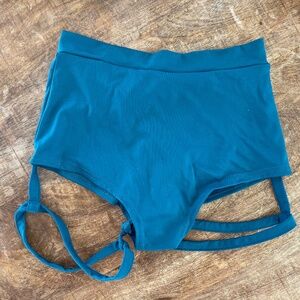 Lunalae Lure You High Waisted Pole Dance Garter Shorts - TEAL 4